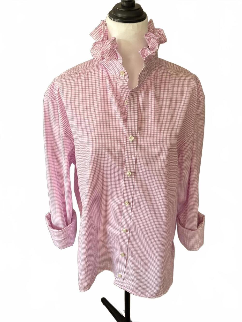 Upcycled Men's Button Up Dress Shirt with Ruffle Collar | One of One - Picture 3 of 9